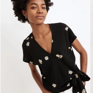 EUC Madewell Ditsy Daisies Wrap Crop Top Small